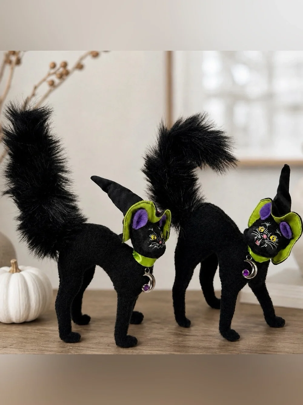 Annalee Black Cat Pair Halloween Decor Bendable Vintage Dolls